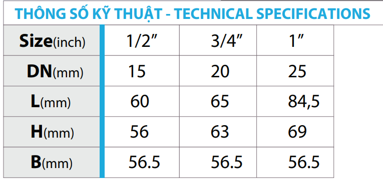 Van bi đồng ren ngoài tay bướm ABS MIHA Minh Hòa