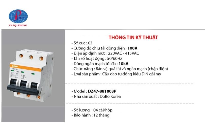 Các thông số kỹ thuật quan trọng của Aptomat 3 pha